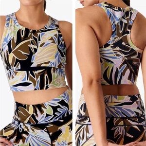SWEATY BETTY NWT POWER FRAME WORKOUT VEST GREEN PAPER LEAF PRINT EXTRA SMALL
